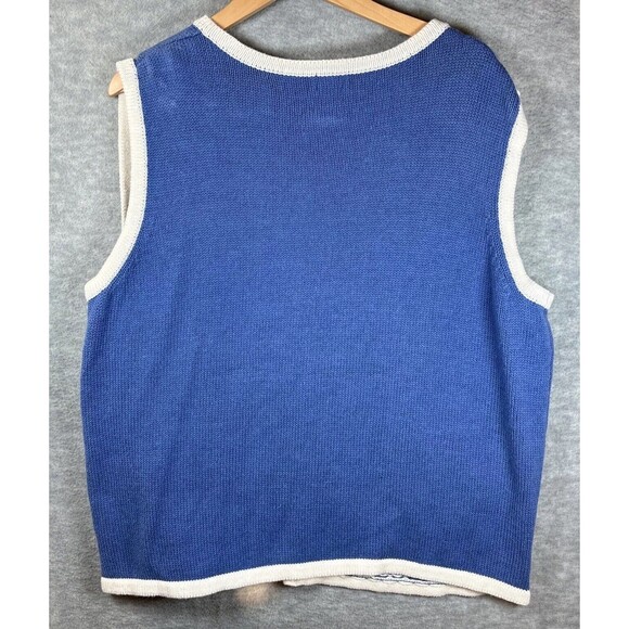 Blue‎ Winter Novelty Vest XL Ice Skates Snowflakes Embroidered Patches Festive - Picture 10 of 10